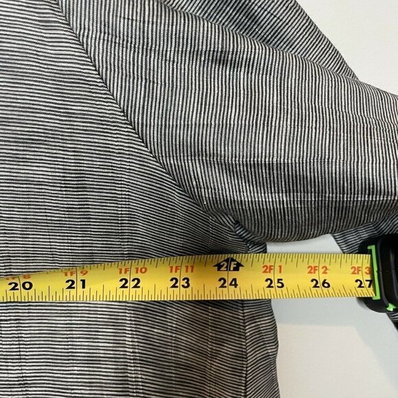 Moonlight Y&S Fashion Design Linen Lagenlook Black Striped Blouse Size Large - Picture 6 of 7